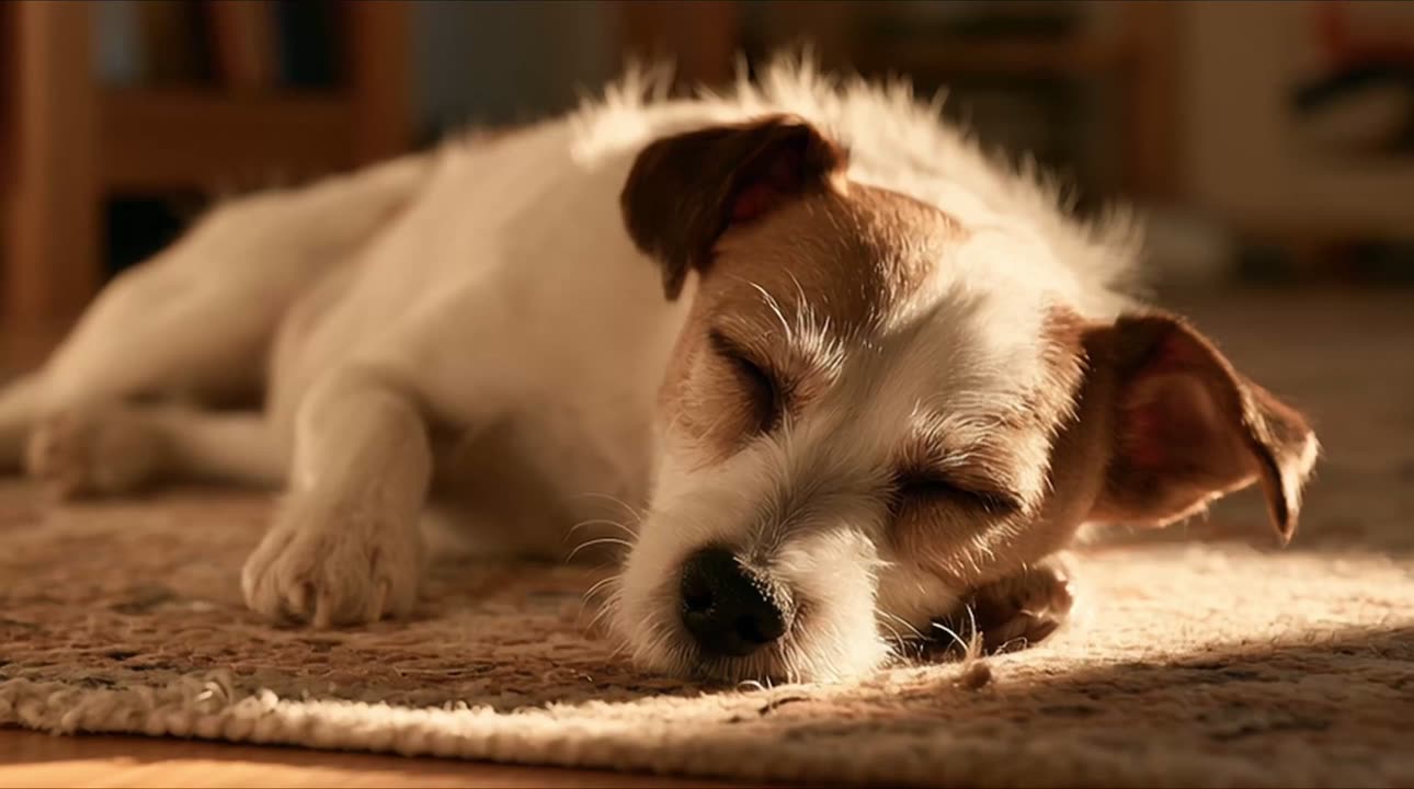 Güneşte uyuyan Jack Russell